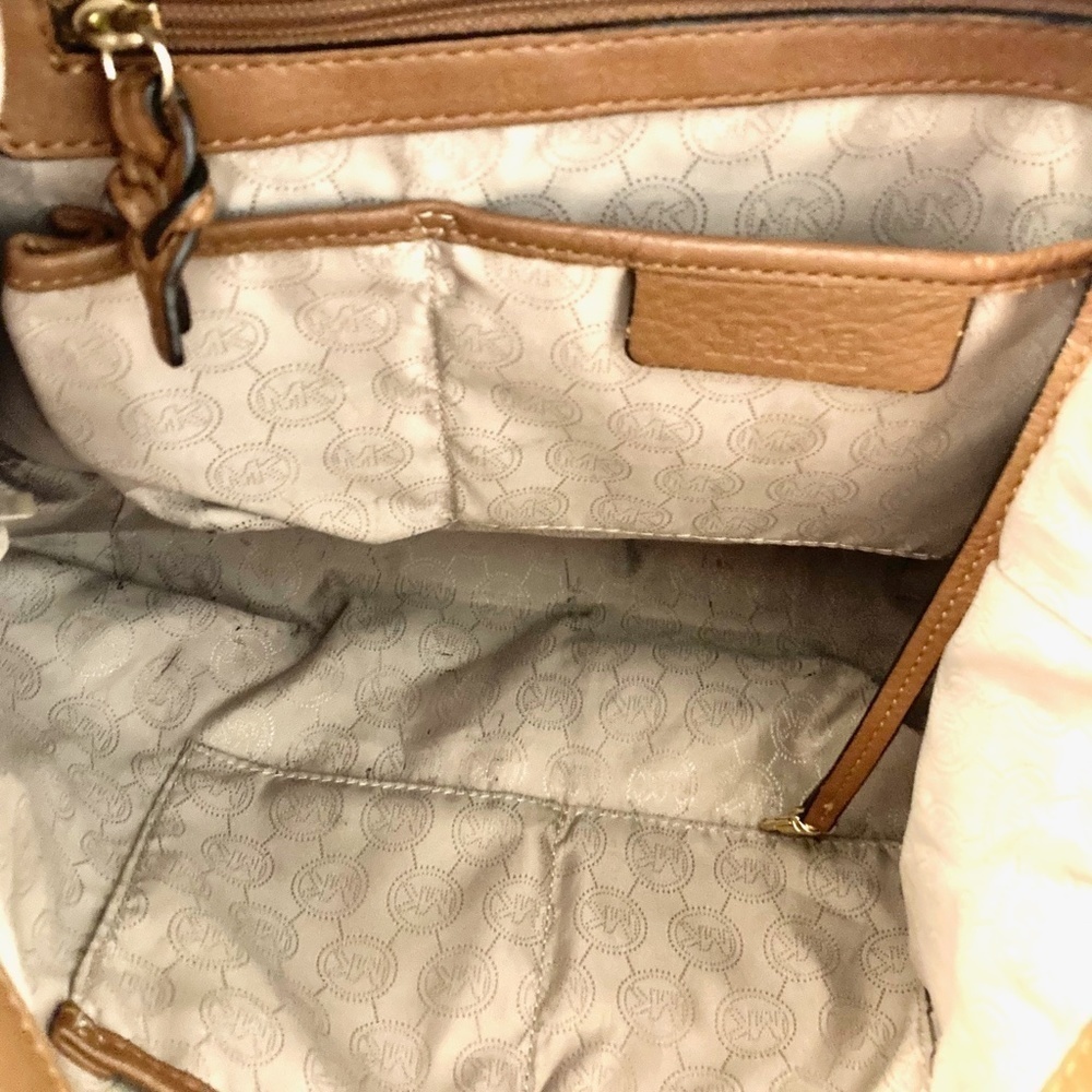 MICHAEL KORS Leather Hobo Shoulder Bag Pebbled Brown Large - Picture 10 of 11